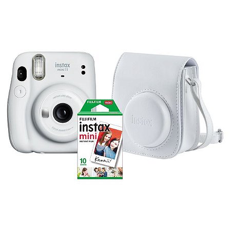 Kit Câmera Fujifilm Instax Mini 11 Branca + Pack 10 filmes + Bolsa Branca