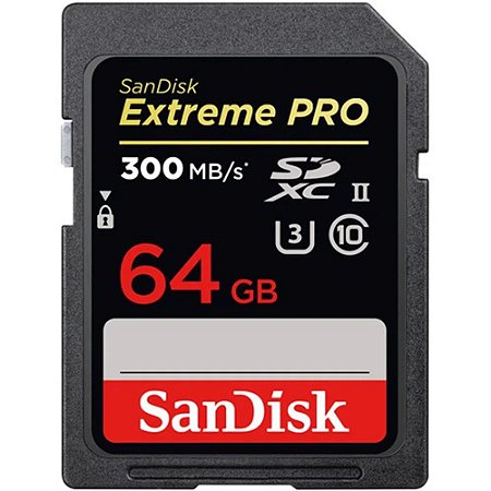 Cartão de Memória SD SANDISK 64 GB Extreme PRO V90 (W:260 R:300MB/s)