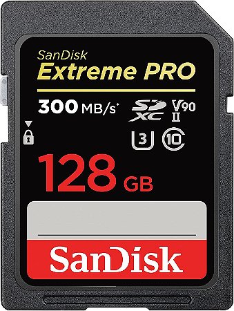 Cartão de Memória SD SANDISK 128 GB Extreme PRO V90 (W:260 R:300MB/s)