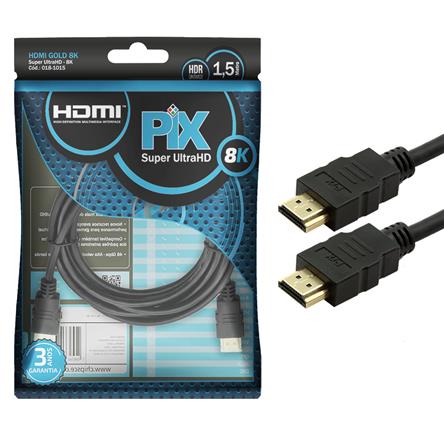 Cabo HDMI Gold 8K HDR 1,5 metros (Embalagem Polybag)