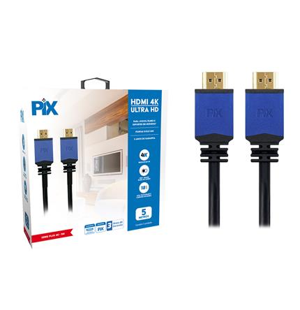 Cabo HDMI 2.0 4K HDR 19p UltraHD com filtro e com 5 metros (PIX)