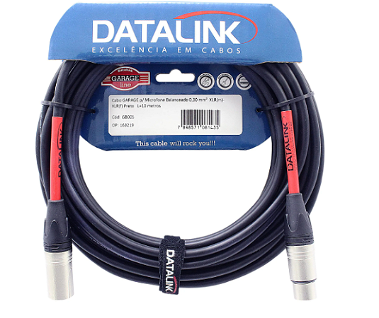 Cabo XLR Macho x XLR Fêmea Datalink Garage 10m