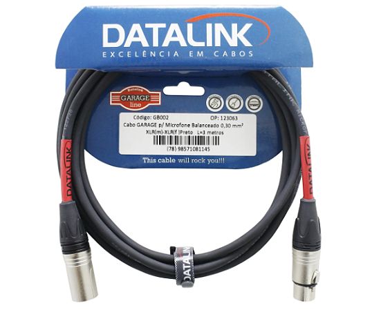 Cabo XLR Macho x XLR Fêmea Datalink Garage 3m