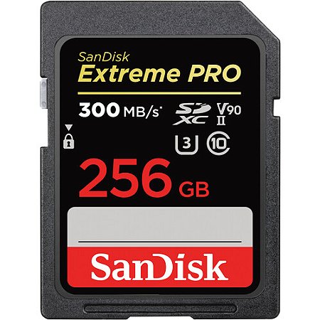 Cartão de Memória SD SANDISK 256 GB Extreme PRO V90 (W:260 R:300MB/s)