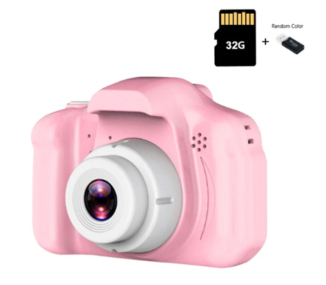 Câmera de Brinquedo para crianças,  com cartão 32GB (Rosa Pink)