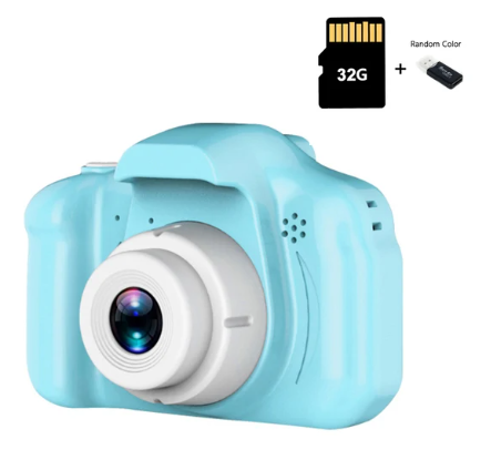 Câmera de Brinquedo para crianças,  com cartão 32GB (Azul Blue)