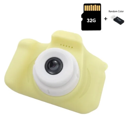 Câmera de Brinquedo para crianças,  com cartão 32GB (Amarelo Yellow)