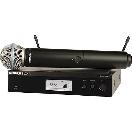 SHURE BLX24R/B58 - Sistema Sem Fio UHF com Microfone B58 (Frequência 584 a 608 MHz)