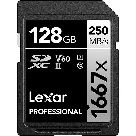 Cartão de Memória SD LEXAR 1667x 128 GB V60 UHS-I (250MB/s)