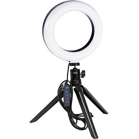 Kit de anel de luz LED bicolor Vidpro com tripé de mesa e cabeça esférica (6")