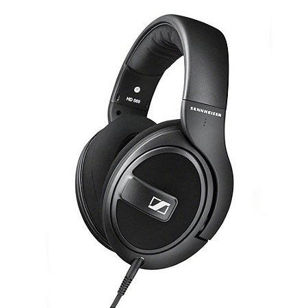 Fones de ouvido Sennheiser HD 569 fechados e redondos com microfone remoto de 1 botão (preto)