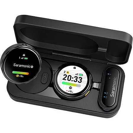 Saramonic Blink Me U2 Sistema de microfone sem fio clip-on para 2 pessoas com telas sensíveis ao toque e gravação