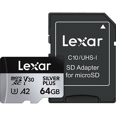 Cartão de Memória micro SD LEXAR 64GB Profissional SILVER PLUS (100-205MB/s) C10