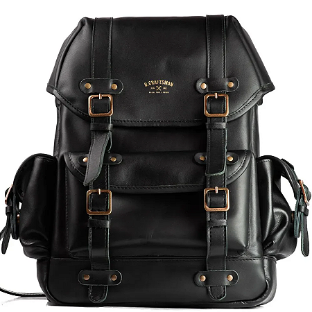 Mochila Couro Preto Ragnar (01149)