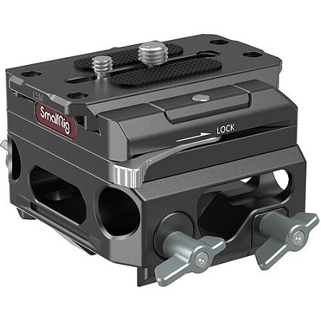 Placa de base leve de liga de magnésio SmallRig com braçadeira de haste dupla LWS de 15 mm