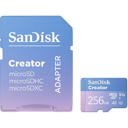 Cartão de Memória micro SD SANDISK Creator 256GB UHS-I U3 V30 4K