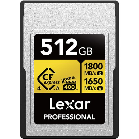 Cartão de Memória CFexpress Lexar Profissional Gold 512GB Type A 1800-1650mb/s