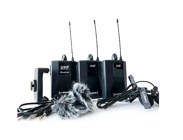 Microfone de Lapela Duplo Prostream WM2-GO