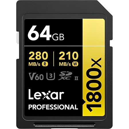 Cartão de Memória SD 64 GB Lexar Gold 1800x Professional V60