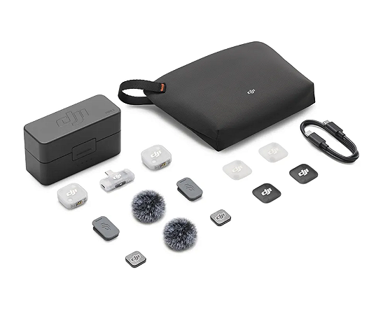 Microfone DJI Mic Mini 2 (2 TX + 1 RX USB-C + 1 Case de carregamento) BR - DJI142
