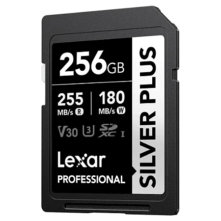 Cartão de Memória SD 256GB V30  Silver Plus Lexar SDXC UHS-I 255/180 MB/s