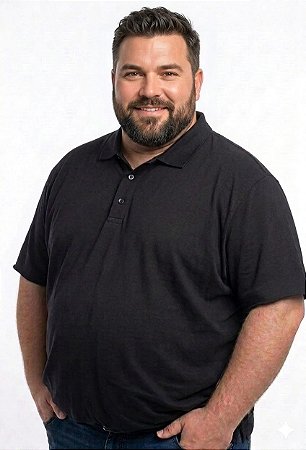 POLO PIQUET BASICA PRETA G3 AO G9 MASCULINA PLUS SIZE