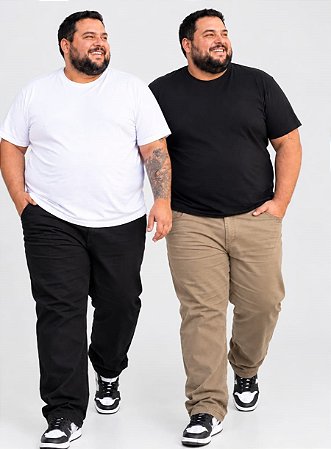 Combo 2 Calças JEANS PRETA /SARJA CAQUI com Elastano Masculina Plus size 48 ao 68