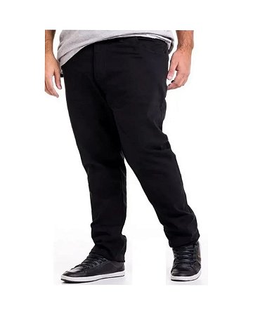 Kit 2 Calças Masculina Plus Size Jeans Preta e Azul Com Elastano Shyros 54 ao 68