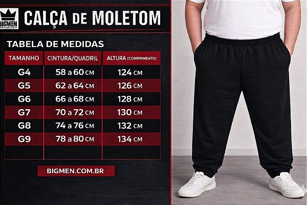 Calça Moletom Peluciado Masculina Plus Size Bigmen G4 ao G9