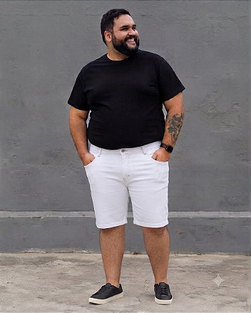 Bermuda Sarja Elastano 48 ao 66 Plus Masculina Branca