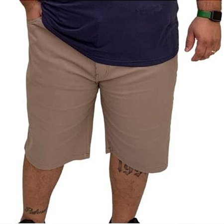 Kit 2 Bermudas Coz Sarja 56 ao 66 Masculina Plus Size Preta/Caqui Dazzling