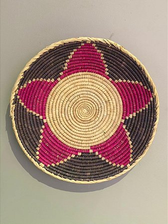 Cesto de Palha - Rosa e Roxo