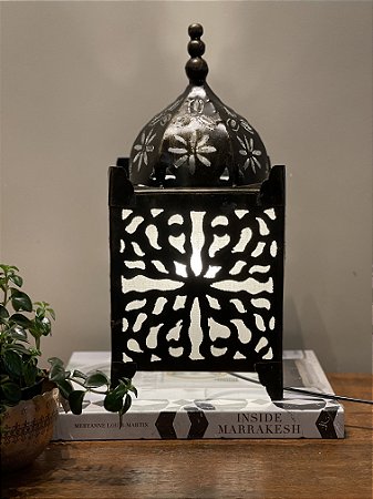 Luminária Metal Modelo Marrocos Rendado Branco