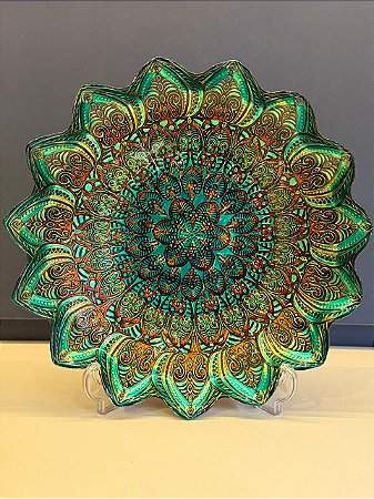 Centro de Mesa em Vitral - Estrela - Verde - Grande