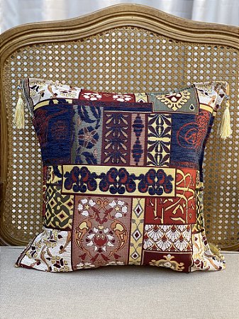 Capa Para Almofada - Jacquard - Azul Escuro - Tassel