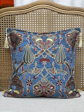 Capa Para Almofada - Jacquard - Azul - Tassel