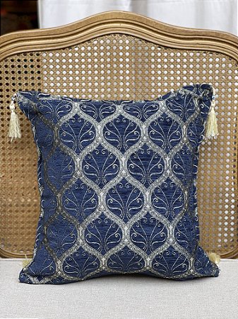 Capa Para Almofada - Jacquard - Azul  - Tassel