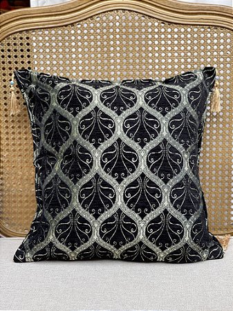 Capa Para Almofada - Jacquard - Preto -  Tassel