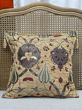 Capa Para Almofada - Jacquard - Bege - Tassel