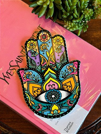 Hamsa de Parede ou Mesa - Cerâmica - Mão de Fátima