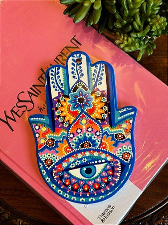 Hamsa de Parede ou Mesa - Cerâmica - Mão de Fátima
