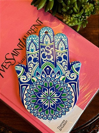 Hamsa de Parede ou Mesa - Cerâmica - Mão de Fátima