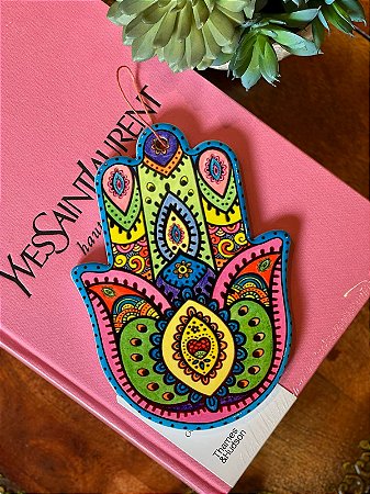 Hamsa de Parede ou Mesa - Cerâmica - Mão de Fátima