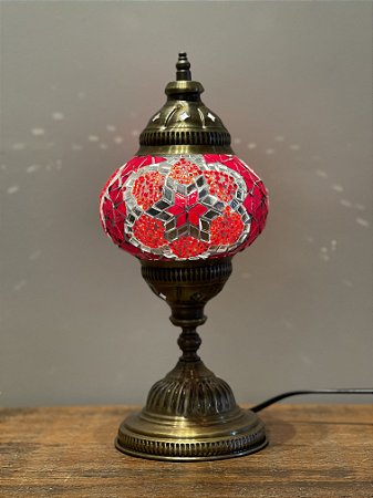 Luminária Turca - Mosaico - Tamanho M - Vermelho Estrela