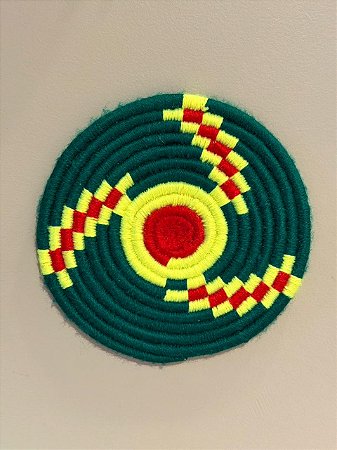 Disco Marroquinos - Mesa e Parede - Verde e Amarelo  - 18CM