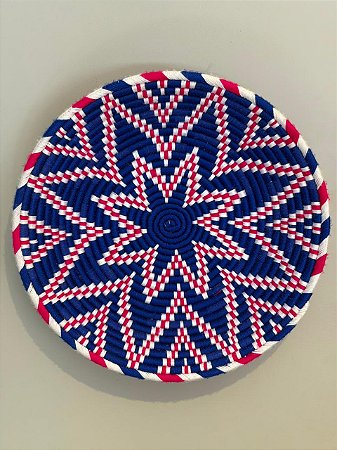 Cesto Marroquinos - Mesa e Parede - Azul, Rosa e Branco  - 47CM
