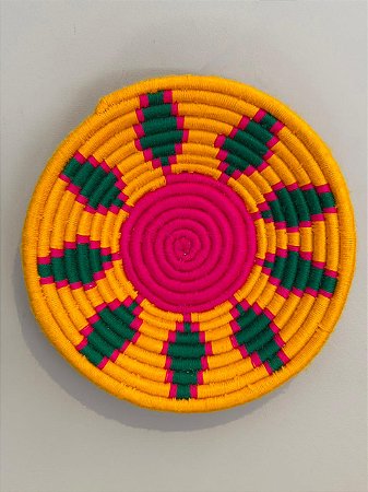 Cesto  Marroquinos - Mesa e Parede - Amarelo, Verde e Rosa  - 31CM