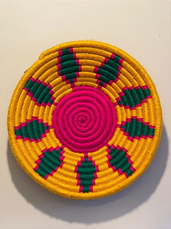 Cesto  Marroquinos - Mesa e Parede - Amarelo, Verde e Rosa  - 31CM