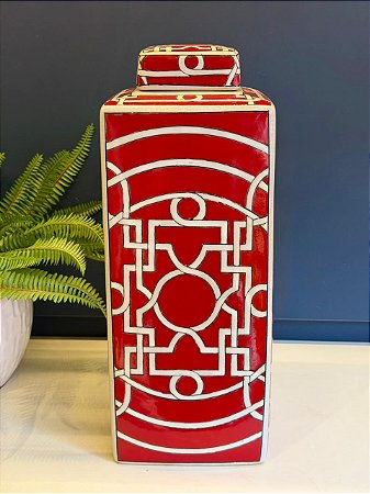 Potiche - Cerâmica - Vermelho - 41CM