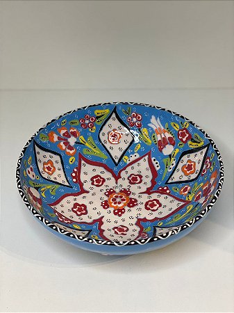 Saladeira - Azul Claro  Relevo - Cerâmica - Turquia - Tamanho Pequeno
